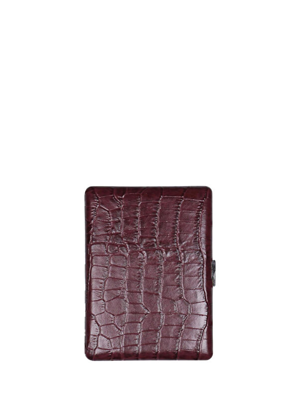 Pearl Japan Cosmos Croco Brown 9-slot Leather Long Cigarette Case - 1