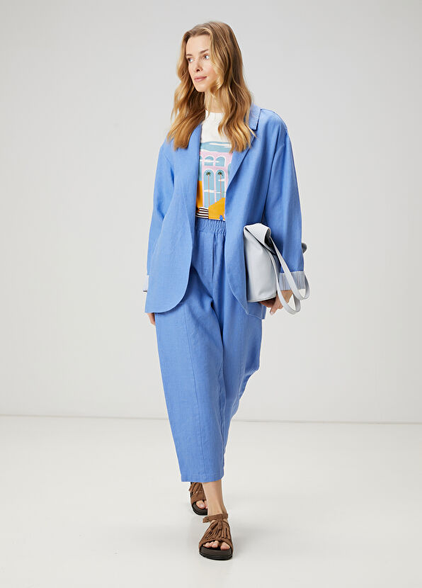 Beymen Club Mavi Keten Pantolon - 2