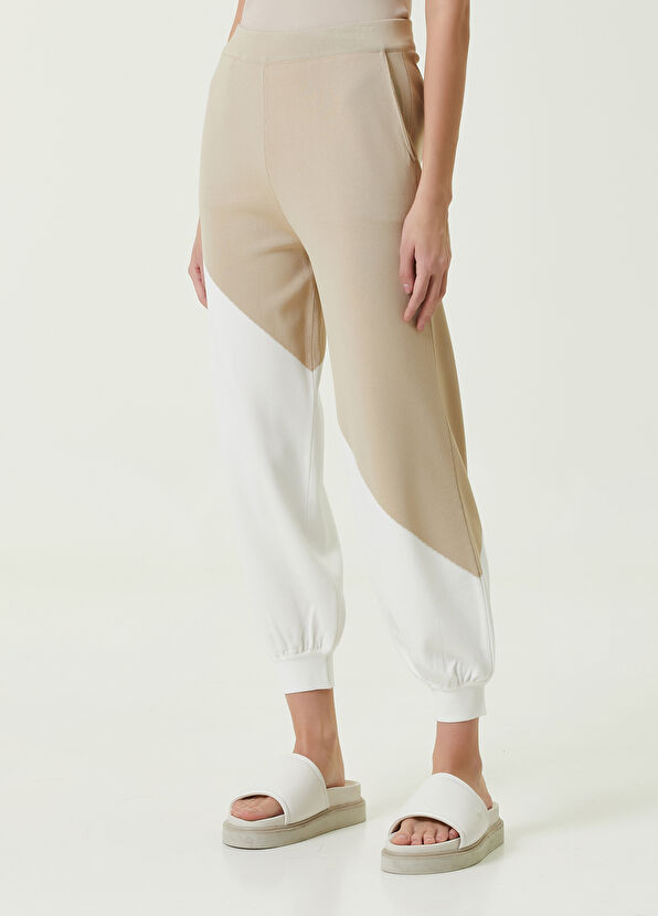 Beymen Club Bej Beyaz Bloklu Triko Pantolon - 2