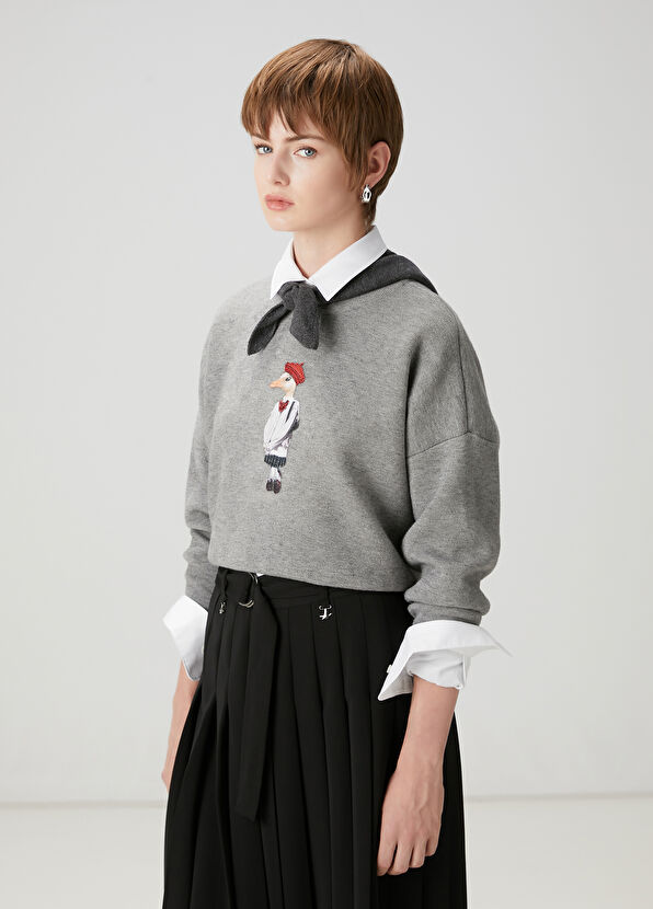 Beymen Club Gri Baskılı Kazak - 4