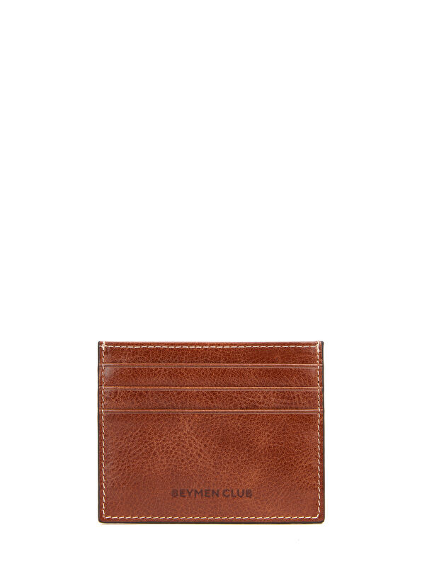 Beymen Club Brown Contrast Stitched Men's Leather Card Holder - 2