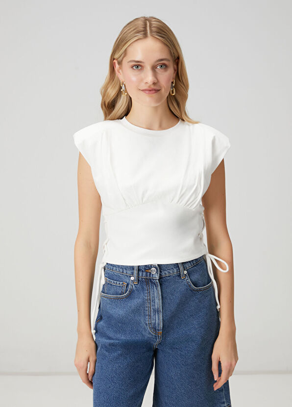 Beymen Club Kırık Beyaz Bağlama Detaylı T-shirt - 4