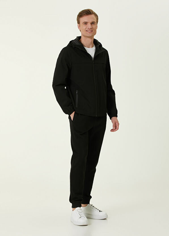 Beymen Club Black Hooded Monogram Detailed Coat - 2