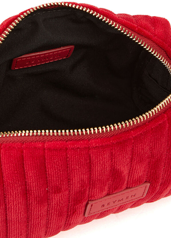 Beymen Hediye Mini Kırmızı Kadife Makyaj Çantası - 4