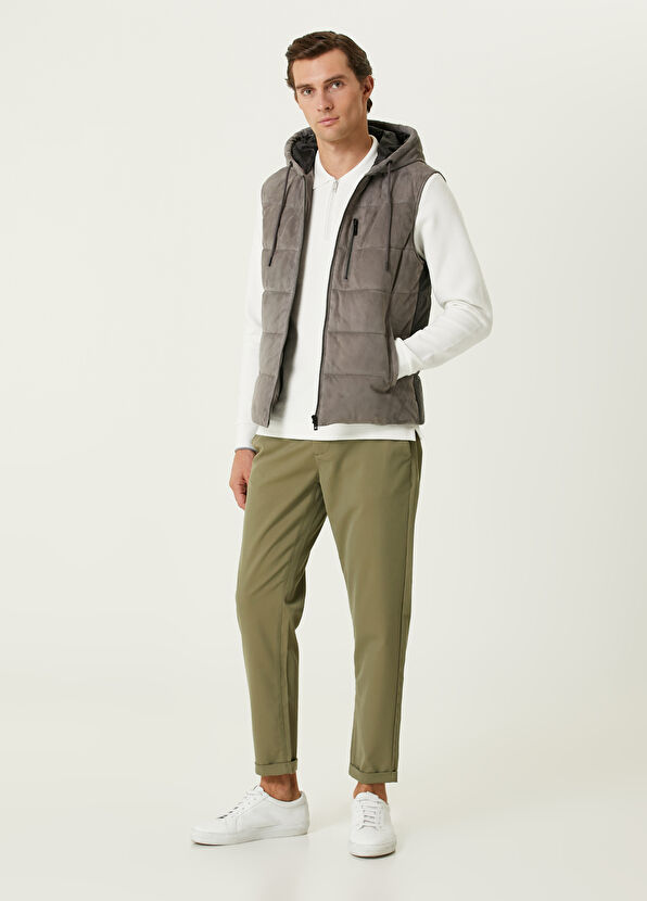 Beymen Club Antrasit Kapüşonlu Deri Yelek - 3