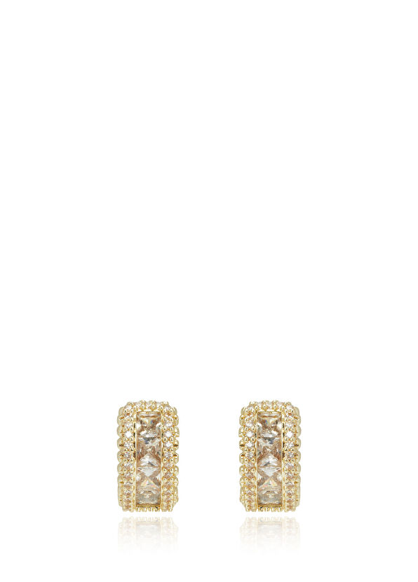 Beymen Club Gold Zircon Stone Women's Mini Hoop Earrings - 1