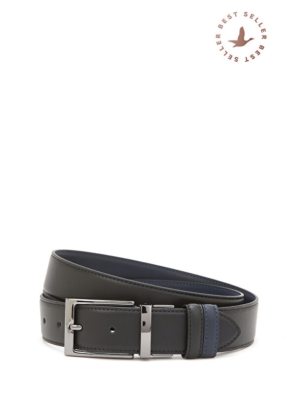 Beymen Club Siyah Lacivert Çift Taraflı Erkek Deri Kemer - 1