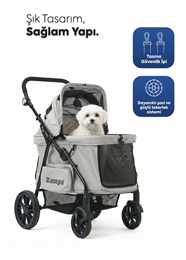 Zampa Aron Gri Kedi ve Köpek Arabası - 2