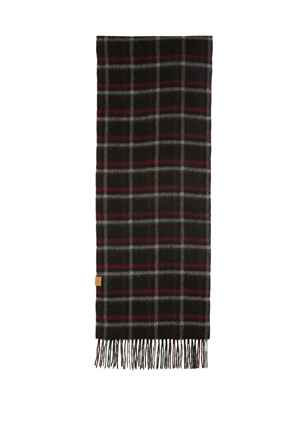 Beymen Club Kırmızı Kare Desenli Erkek Yün Atkı - 2