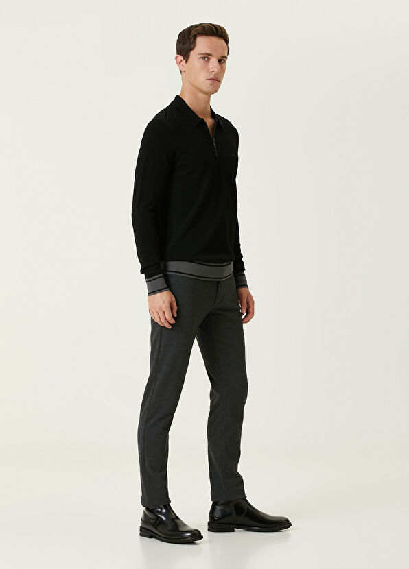 Beymen Club Siyah Polo Yaka Logo Nakışlı Triko - 3