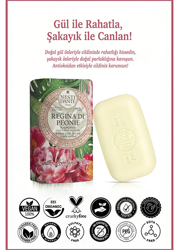 Nesti Dante With Love and Care Regina di Peonie Çiçeksi Vegan Bakım Sabunu 250 gr - 2