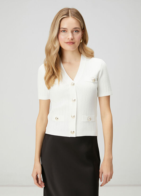 Beymen Club Kırık Beyaz Kısa Kol Hırka - 4