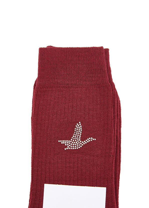 Beymen Club Women's Socks With Burgundy Goose Logo - 2