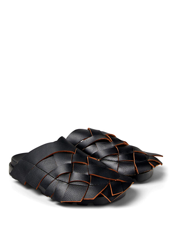 Camper Brutus Sandal Siyah Deri Unisex Terlik A500035-001 - 2