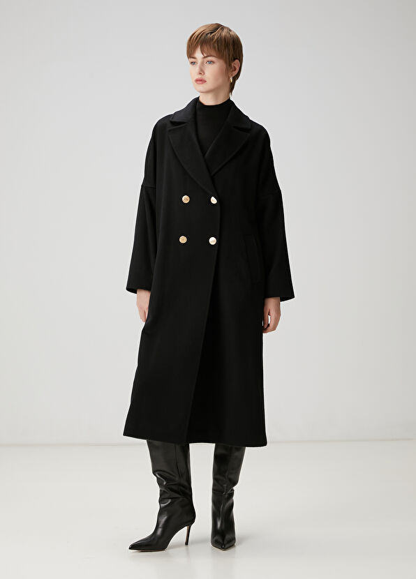 Beymen Club Siyah Kruvaze Kaşmir Palto - 2