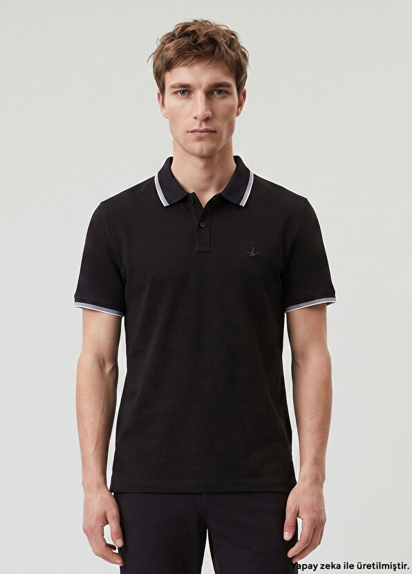 Beymen Club Black Comfort Fit Slim Ottomon Polo T-Shirt - 1