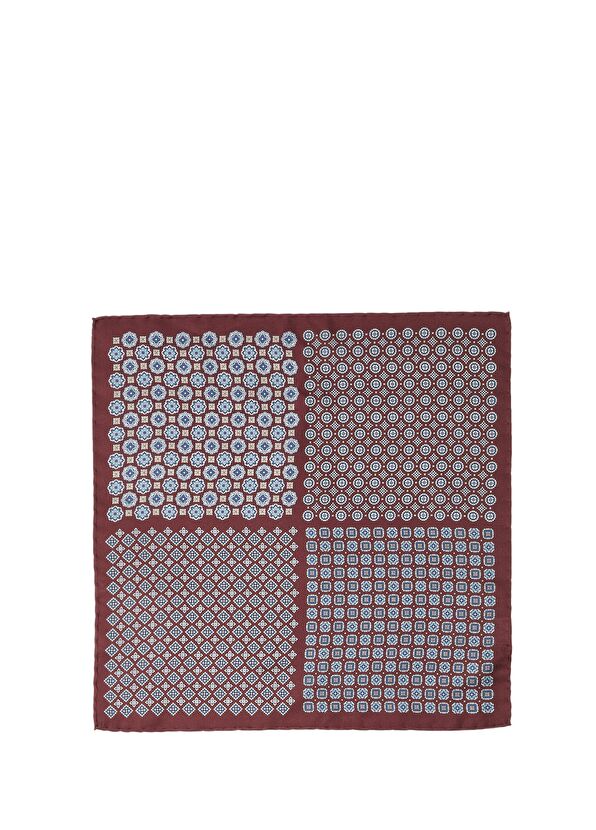 Beymen Club Burgundy Patterned Silk Bag Handkerchief - 1