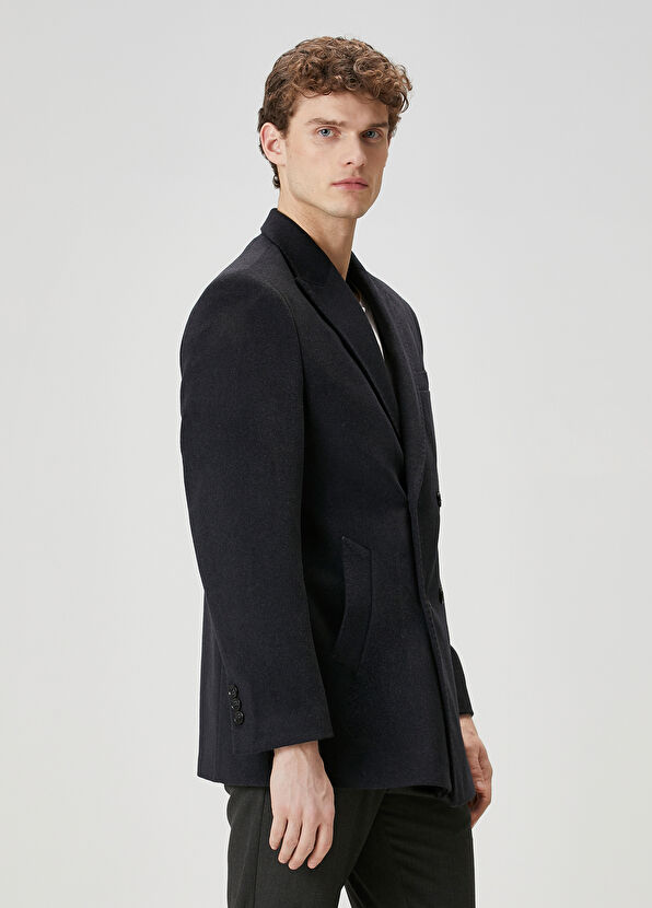 Beymen Club Anthracite Wool Double-Breasted Coat - 3