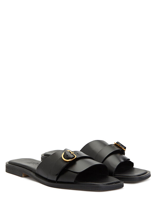 Beymen Club Siyah Amorf Tokalı Kadın Deri Terlik - 2