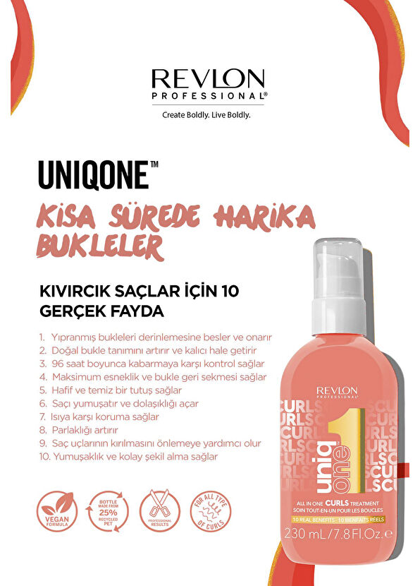Revlon UniqOne Hair Treatment Curls Nourishing Spray Conditioner for Curly Wavy Hair 230 ml - 2