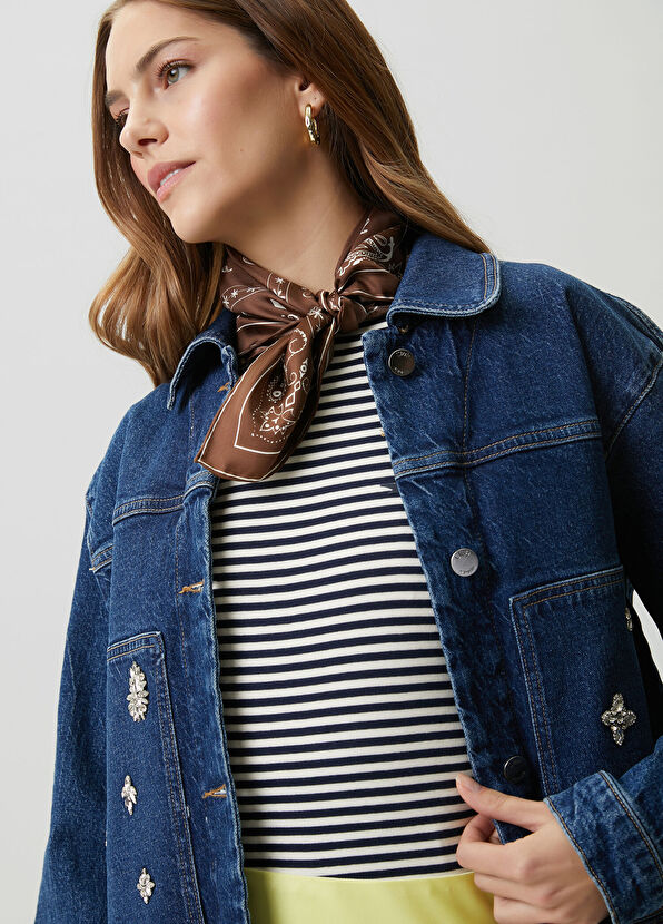 Beymen Club Indigo Embellished Boxy Denim Jacket - 2