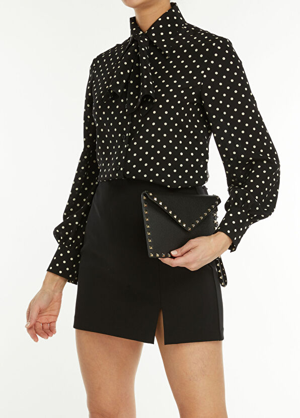 Rockstud Siyah Kadın Deri El Portföyü - Görsel 3