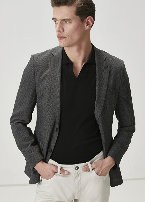 Beymen Club Anthracite Patterned Wool Jacket - 4