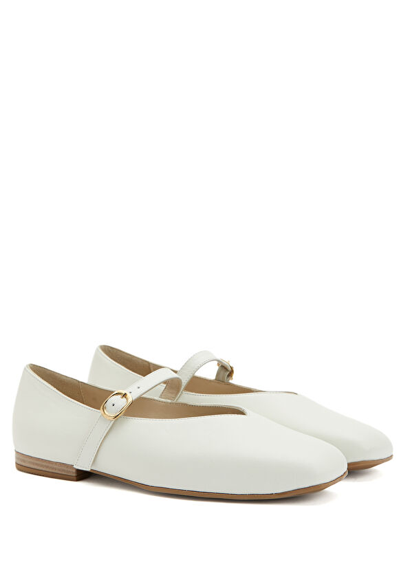 Beymen Club Ecru Leather Ballet Flats - 2