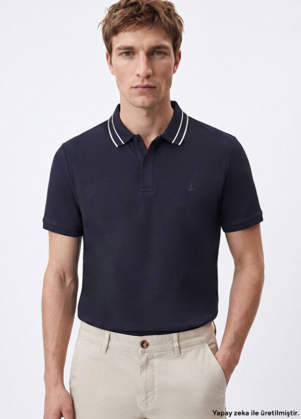 Beymen Club Navy Blue Comfort Fit Stiped Polo T-Shirt - 1