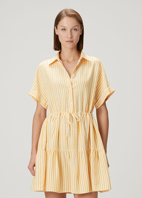 Beymen Club Yellow Striped Mini Shirt Dress - 2
