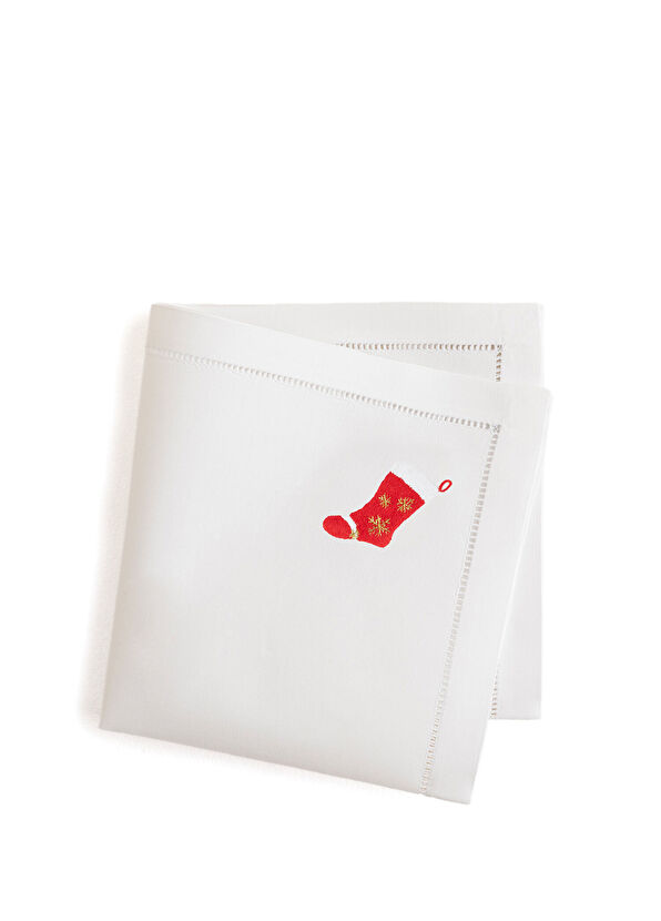 Chakra Vitalia White Cotton Embroidered Service Napkin 40 x 40 cm - 1