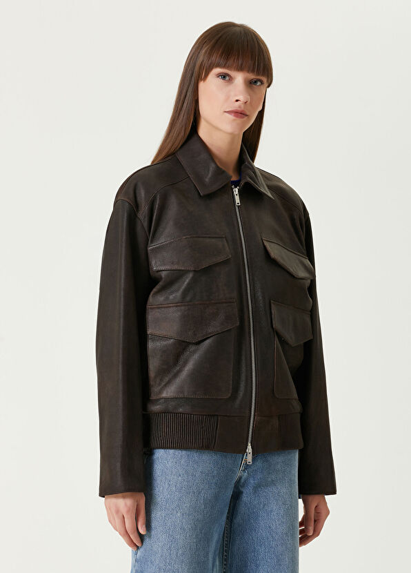 Academia Kahverengi Deri Ceket - 4