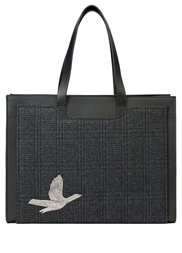 Beymen Club Black Plaid Women's Shopping Bag - 1