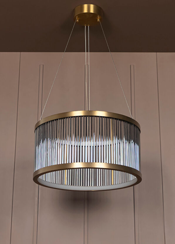 Heka Nablus Antique Smoked Transparent Glass Pendant Chandelier with Rod - 3