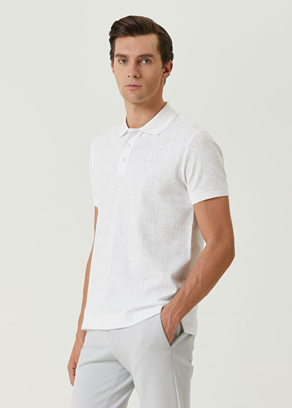 Beymen Club Comfort Fit White Foam Textured Polo T-shirt - 4