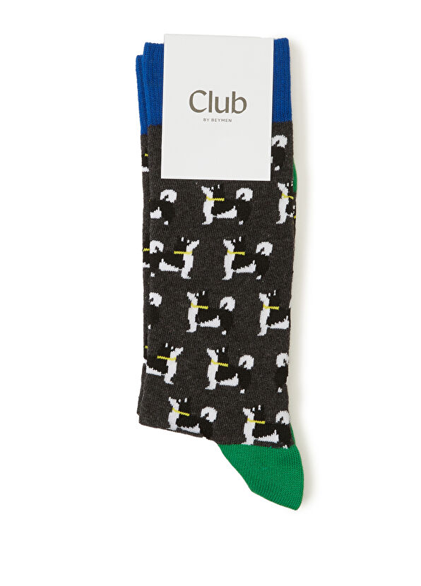Beymen Club Gri Köpek Desenli Erkek Çorap - 1