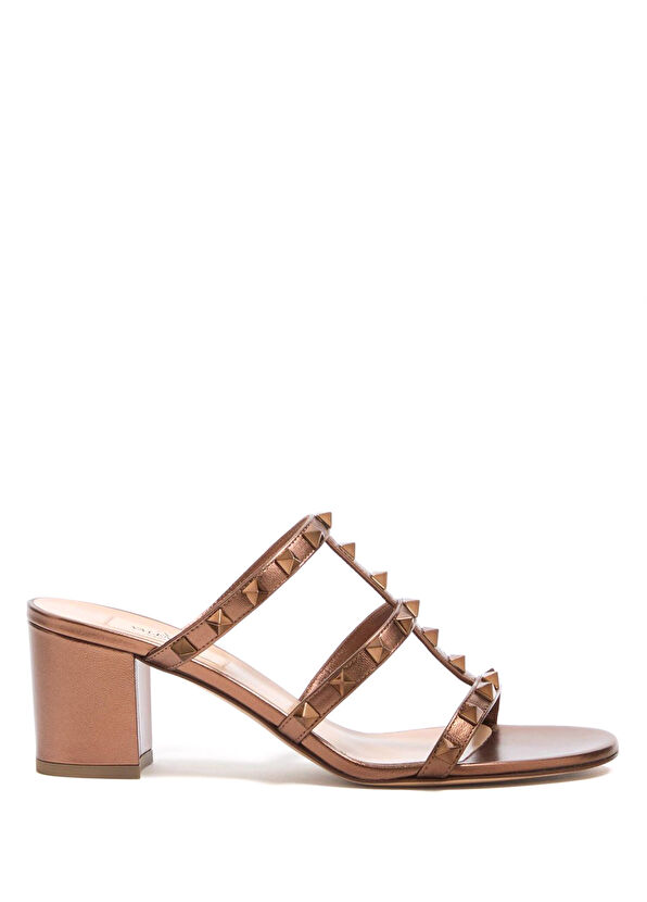 Rockstud Bronz Kadın Deri Terlik - Görsel 2