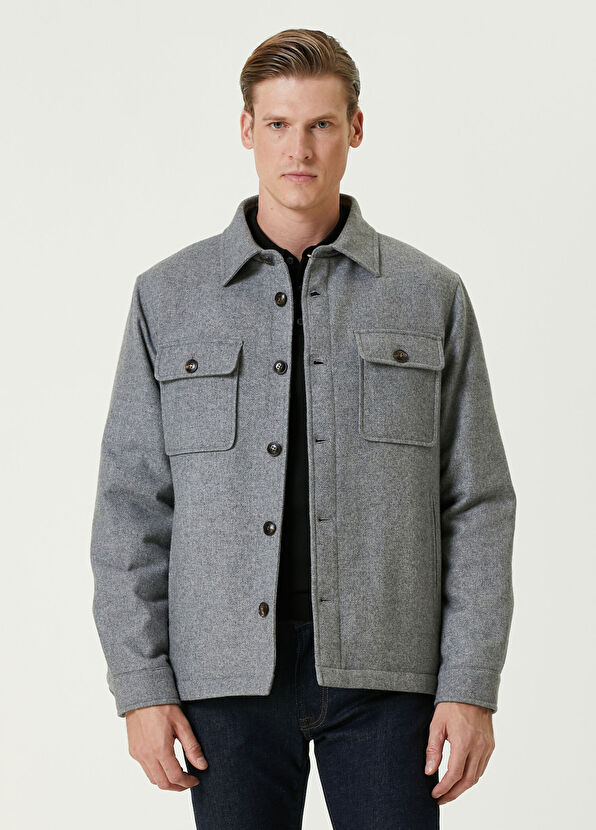 Pal Zileri Gri Yün Dış Gömlek - 1