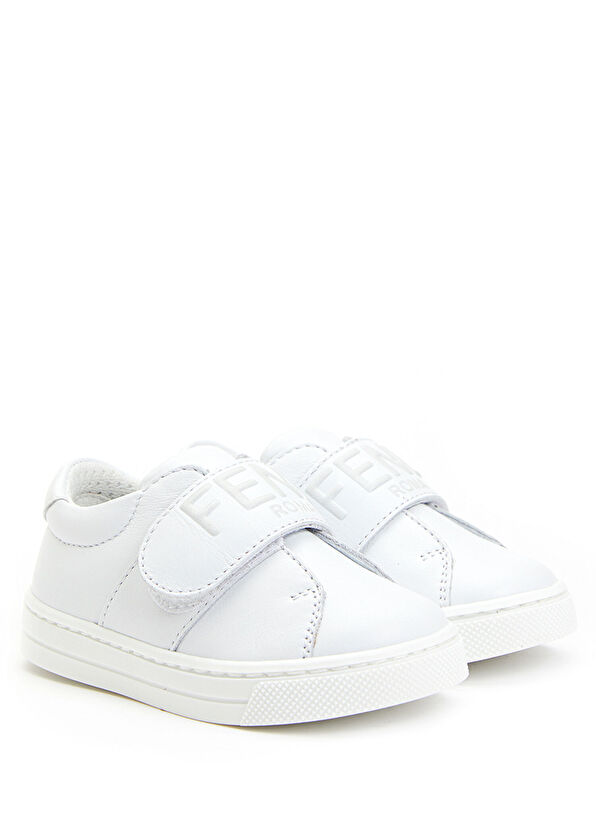 Fendi White Logo Unisex Child Leather Sneaker - 2