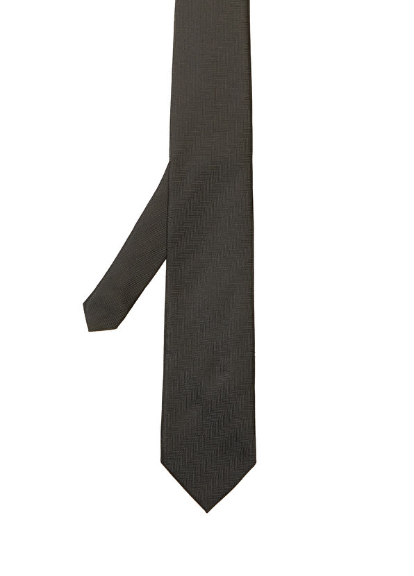 Beymen Club Siyah Balıksırtı Desenli Kravat - 1