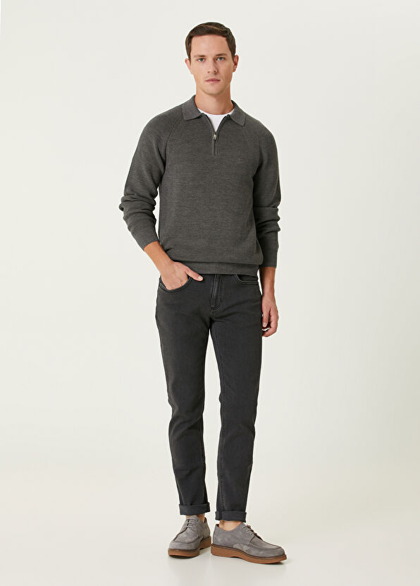 Beymen Club Grey Wool Polo Knitwear - 3