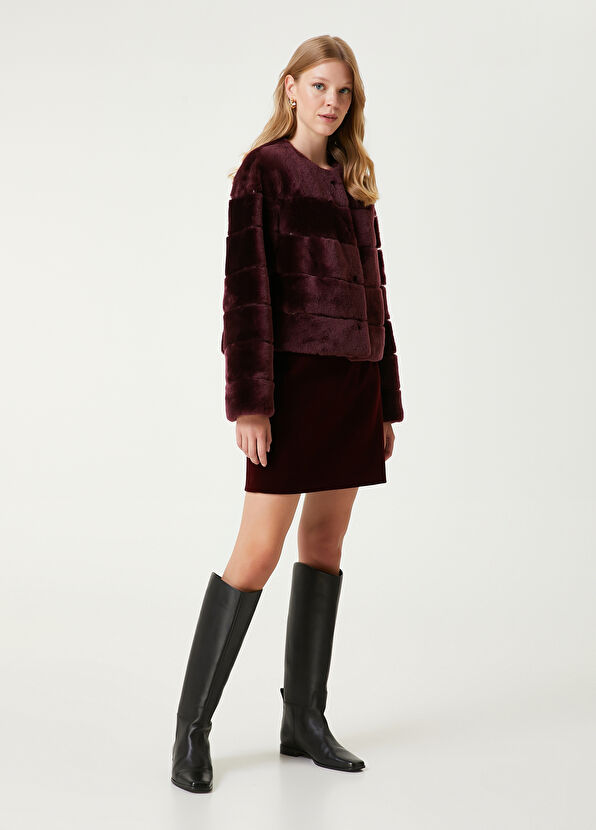 Beymen Club Burgundy Mini Velvet Skirt - 2