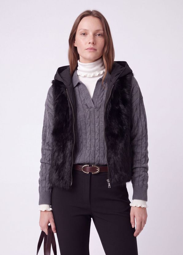 Beymen Club Black Back Puff Fur Vest - 4