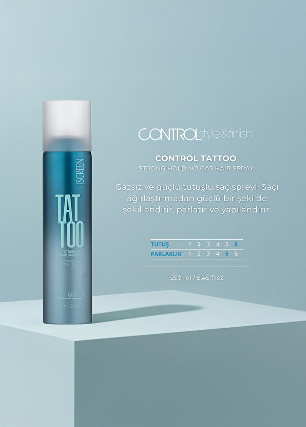 Screen Hair Care Control Tattoo Strong Hold Non-Carbonated Hair Spray 250 ml - 2
