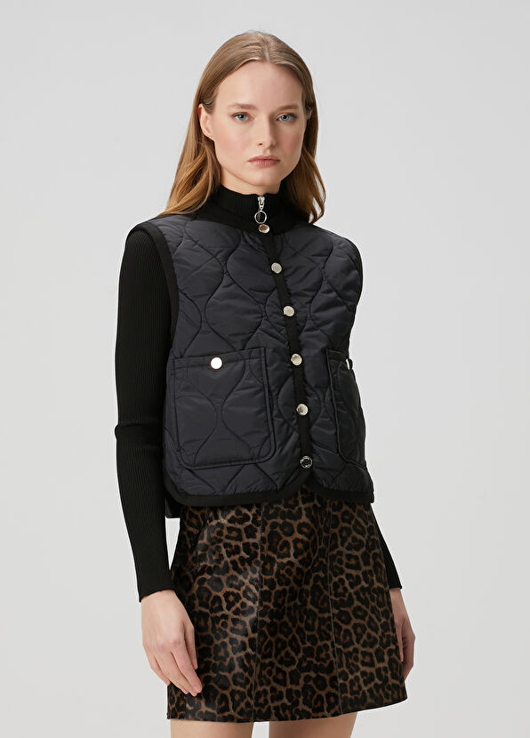 Beymen Club Black Quilted Bomber Knit Vest - 4