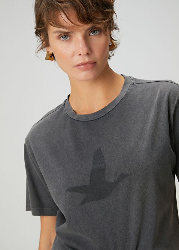Beymen Club Antrasit Flok Kuş Baskılı T-shirt - 2