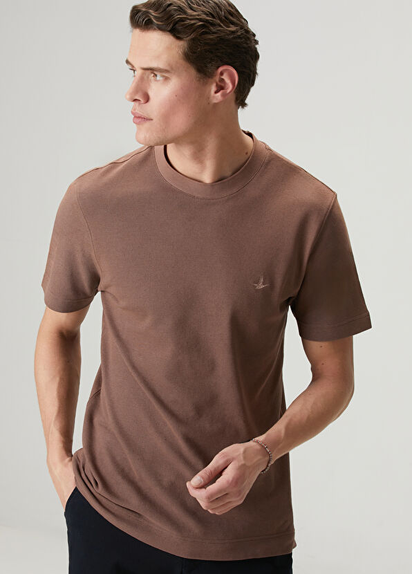 Beymen Club Kahverengi Relax Fit Pamuk Keten T-shirt - 2