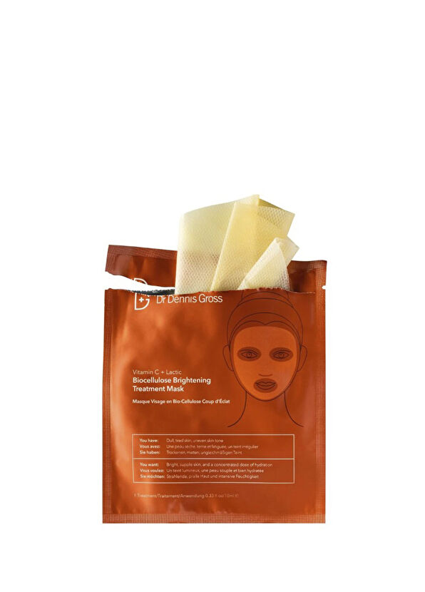 Dr. Dennis Gross Vitamin C Lactic Biocellulose Brightening Treatment 1 Adet Onarıcı Yüz Maskesi  - 2