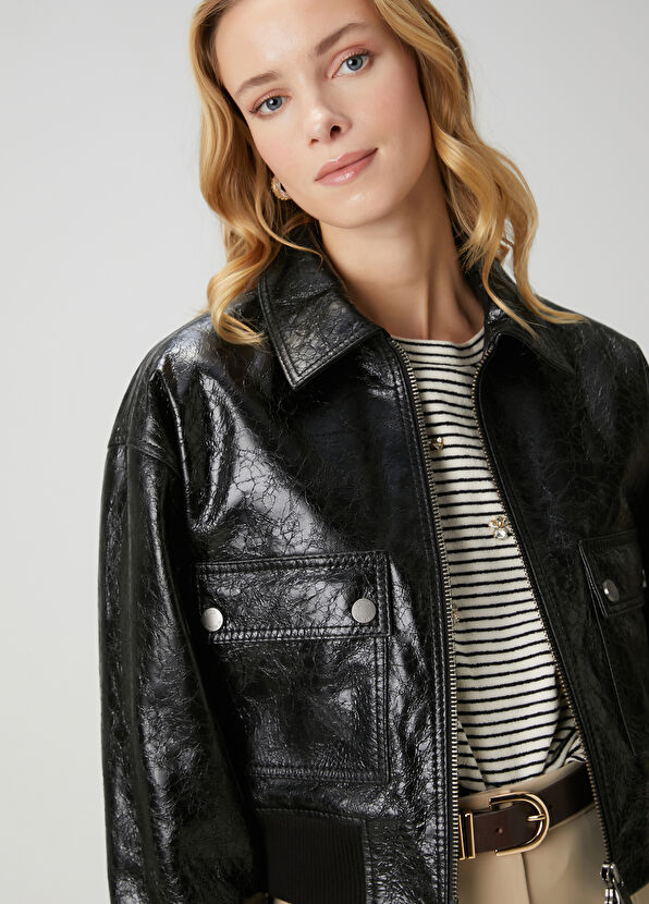Beymen Club Black Leather Bomber Jacket - 2