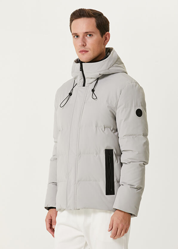 Beymen Club Açık Gri Kapüşonlu Puff Mont - 3